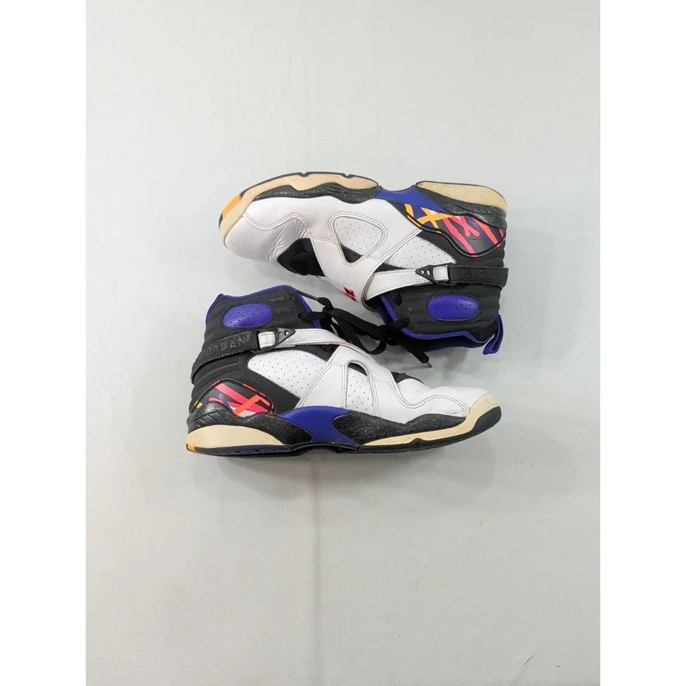 Jordan Air Jordan 8 Boys 7Y High Top Sneakers White Black Purple